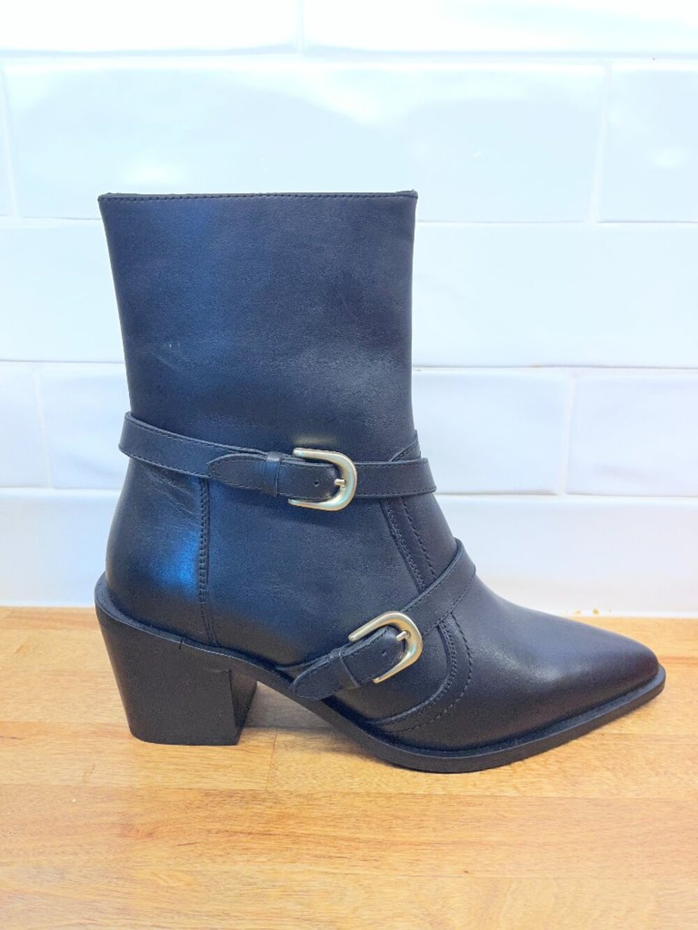 BNWT Marks and Spencer Leather Buckle Ankle Boots EUR 39.5